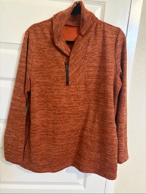 Romanstii Orange Knit Quarter-Zip Pullover